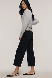 The Colette Sparkle Crop High-Rise Wide-Leg Jeans by Maeve