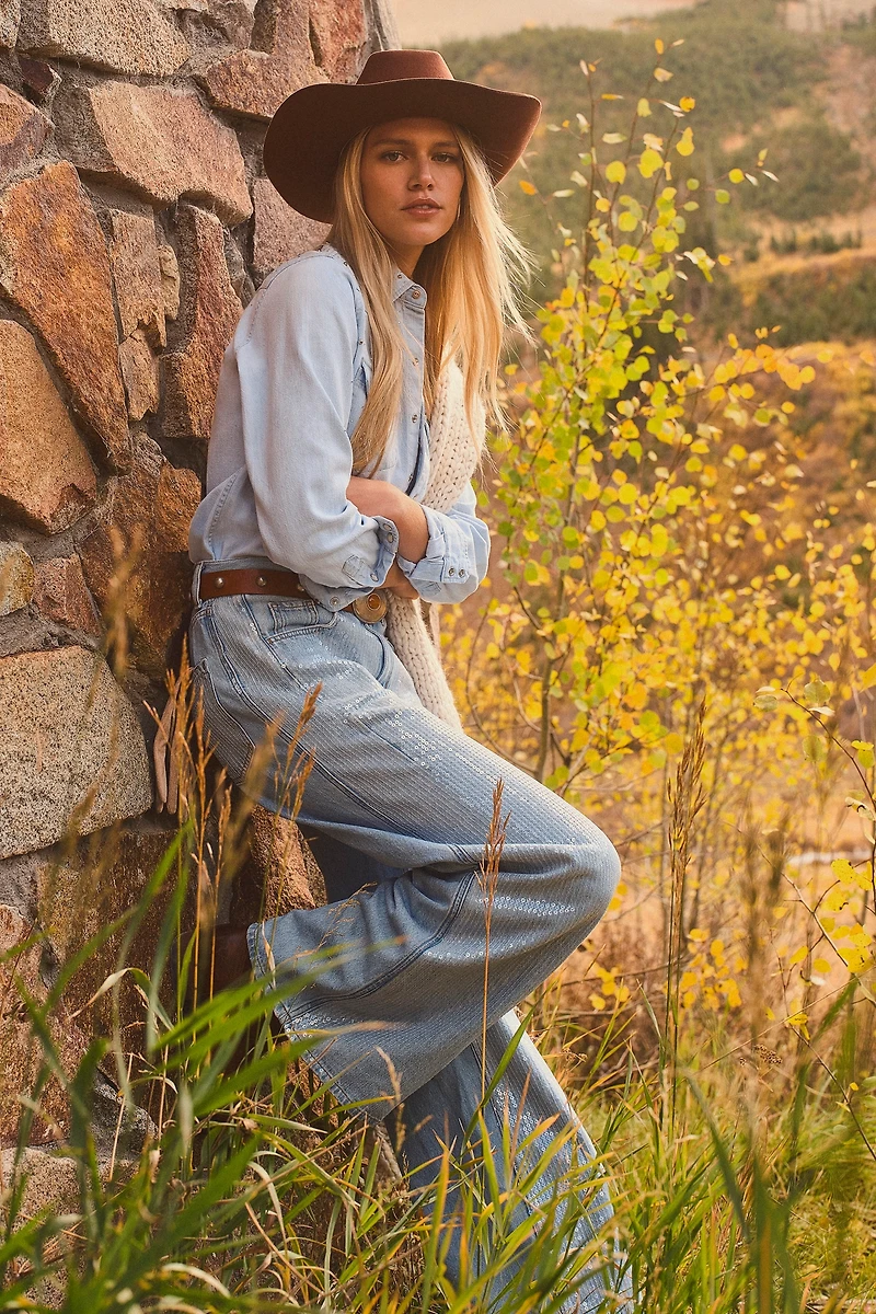 Pilcro Crystal Skater High-Rise Wide-Leg Jeans