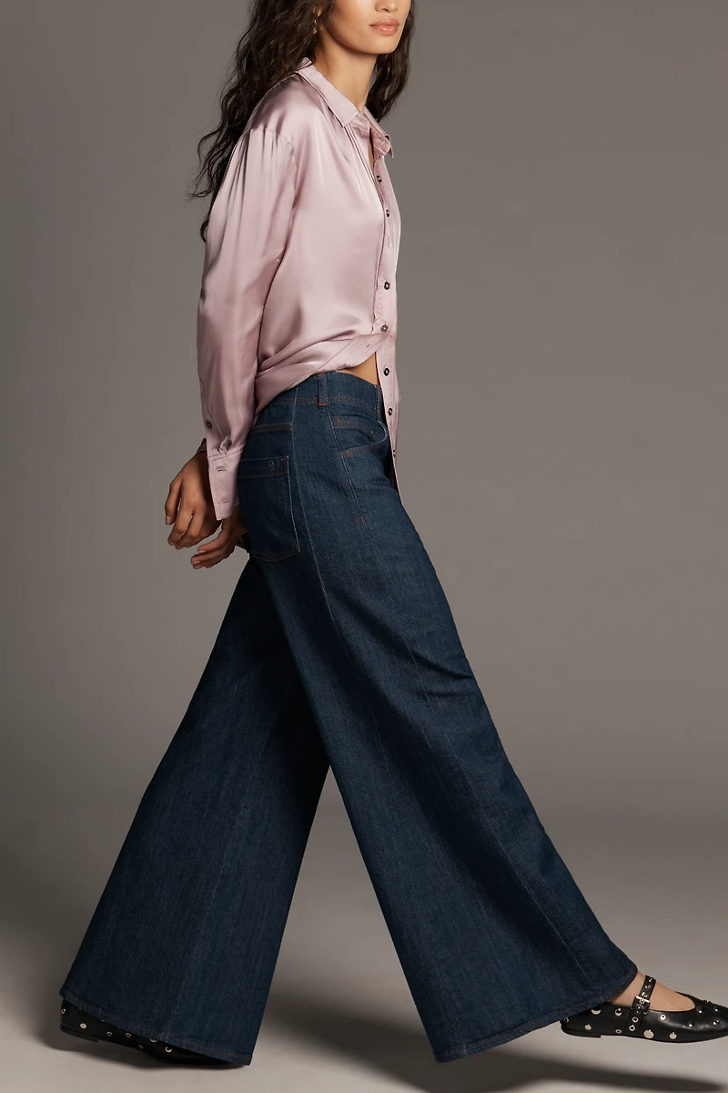 The Adi Regenerative Cotton Mid-Rise Flare Jeans by Pilcro