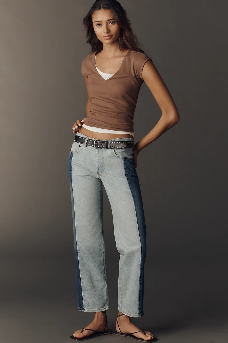 ASKK NY Low-Rise Straight-Leg Reworked Two-Tone Jeans