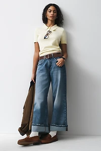 Good American Good Ease Petite Mid-Rise Relaxed Jeans
