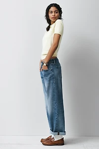 Good American Good Ease Petite Mid-Rise Relaxed Jeans