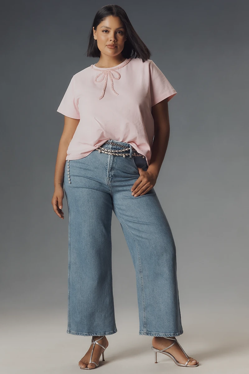 Good American Skate Soft-Tech High-Rise Crop Wide-Leg Jeans