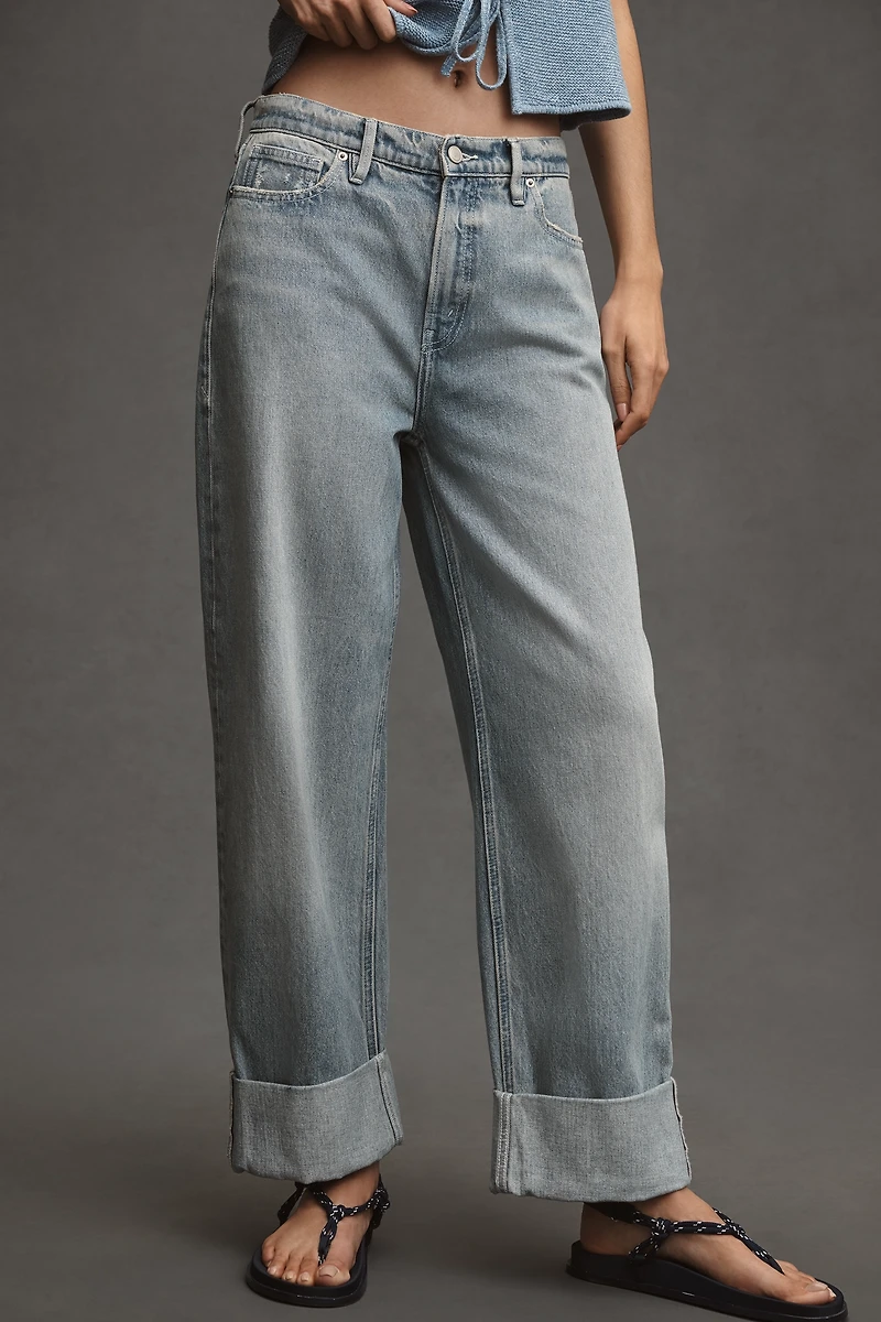 Good American Barrel Cuffed High-Rise Relaxed Tapered Jeans