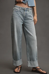 Good American Barrel Cuffed High-Rise Relaxed Tapered Jeans