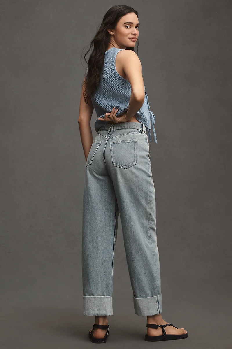 Good American Barrel Cuffed High-Rise Relaxed Tapered Jeans