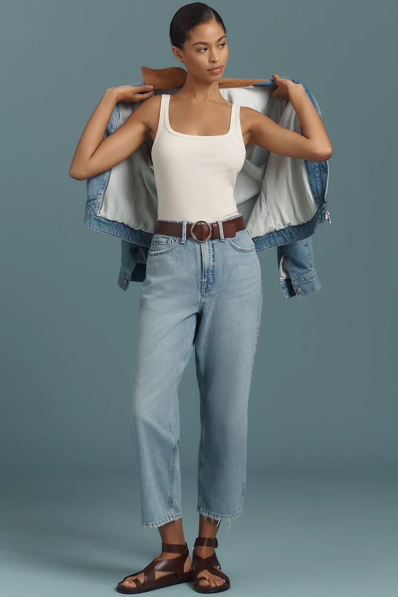 Good American 90's Mid-Rise Crop Straight-Leg Jeans