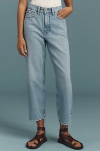 Good American 90's Mid-Rise Crop Straight-Leg Jeans