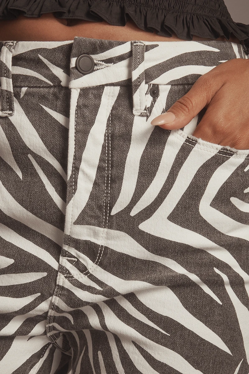 Good American Icon High-Rise Straight-Leg Zebra Jeans