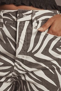 Good American Icon High-Rise Straight-Leg Zebra Jeans