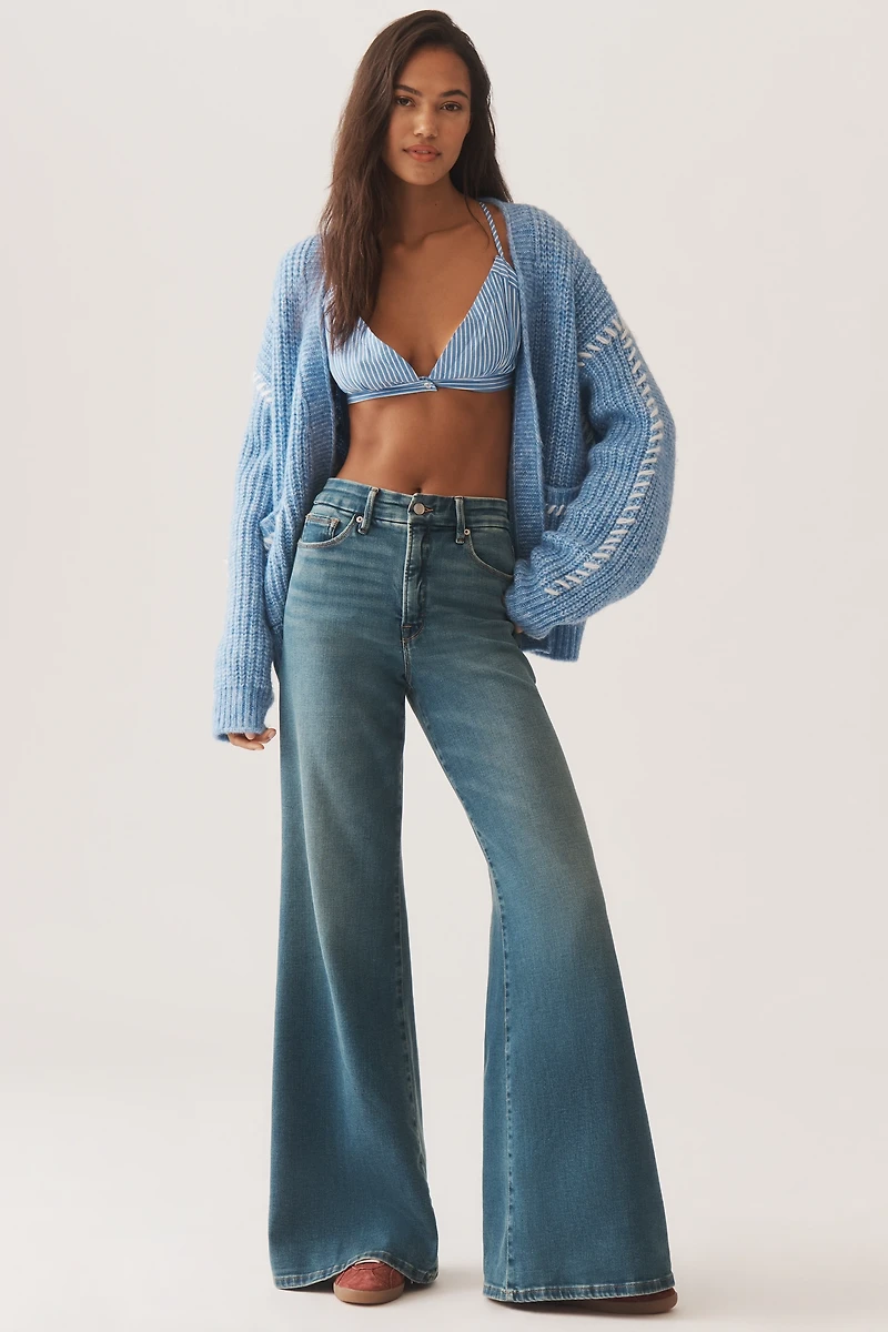 Good American Soft Tech Waist High-Rise Palazzo Jeans