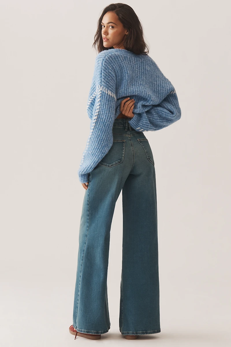 Good American Soft Tech Waist High-Rise Palazzo Jeans