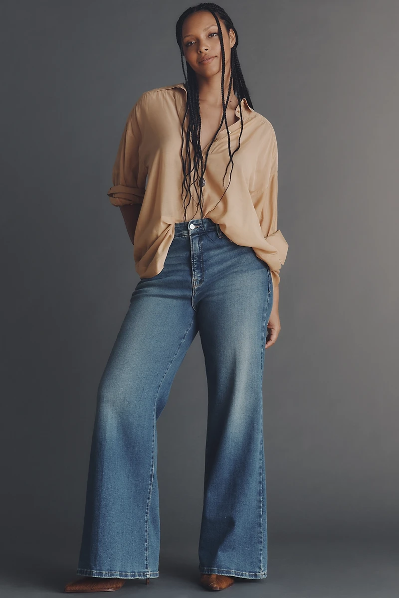 Good American Soft Tech Waist High-Rise Palazzo Jeans
