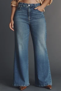 Good American Soft Tech Waist High-Rise Palazzo Jeans