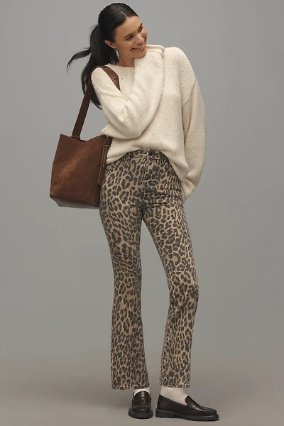 Good American Standard High-Rise Leopard Kick-Flare Jeans
