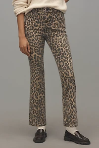 Good American Standard High-Rise Leopard Kick-Flare Jeans