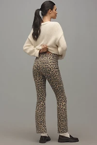 Good American Standard High-Rise Leopard Kick-Flare Jeans