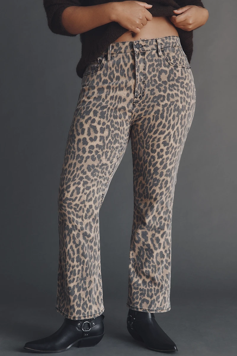 Good American Standard High-Rise Leopard Kick-Flare Jeans