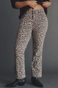 Good American Standard High-Rise Leopard Kick-Flare Jeans