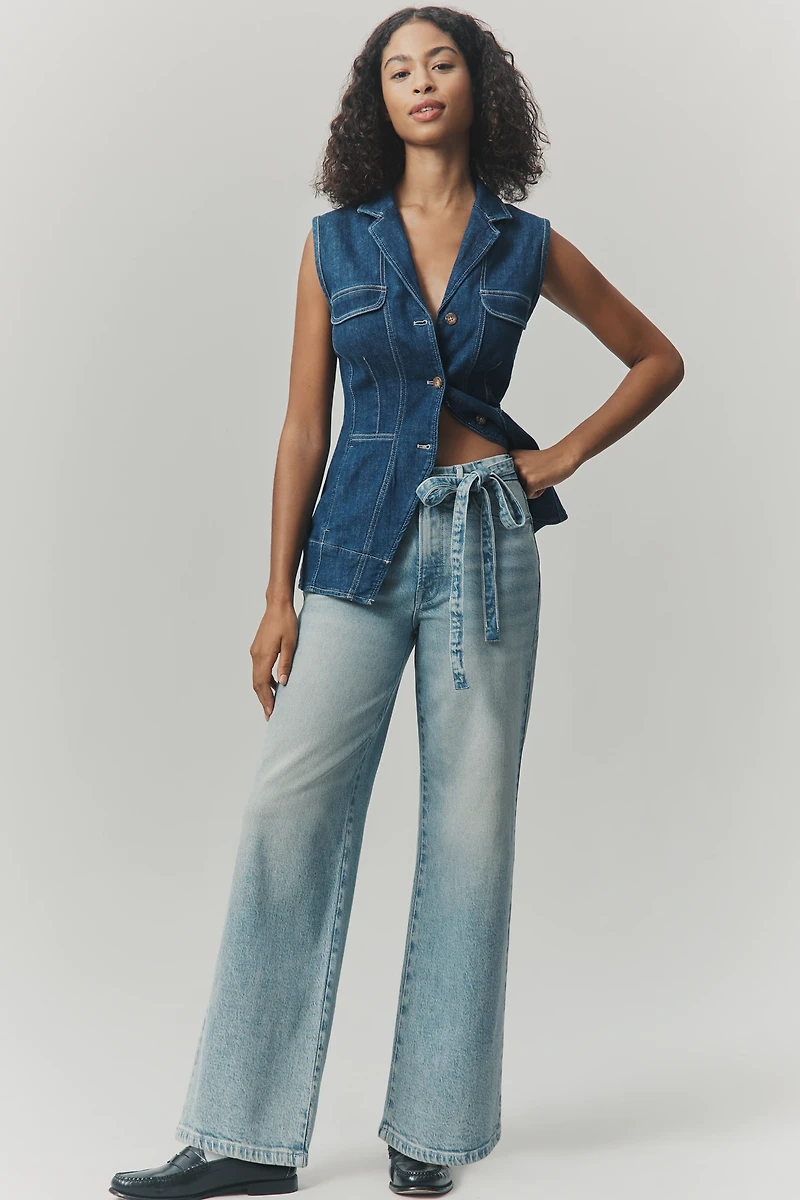 Good American Waist High-Rise Crop Palazzo Jeans