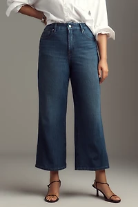 Good American Soft Tech Waist Palazzo Crop Jeans