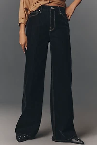 Good American Skate Velvet High-Rise Wide-Leg Jeans