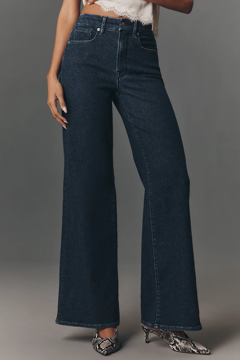 Good American Waist High-Rise Wide-Leg Jeans