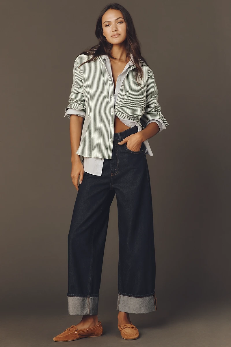 Good American Standard Low-Rise Baggy Cuffed Jeans