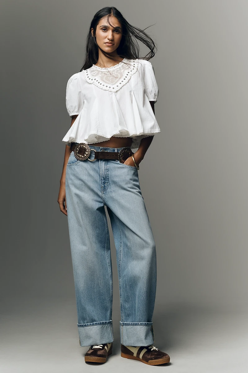 Good American Standard Baggy Cuffed Jeans
