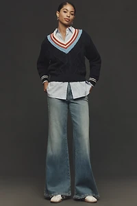 Good American Soft Tech Waist High-Rise Wide-Leg Jeans