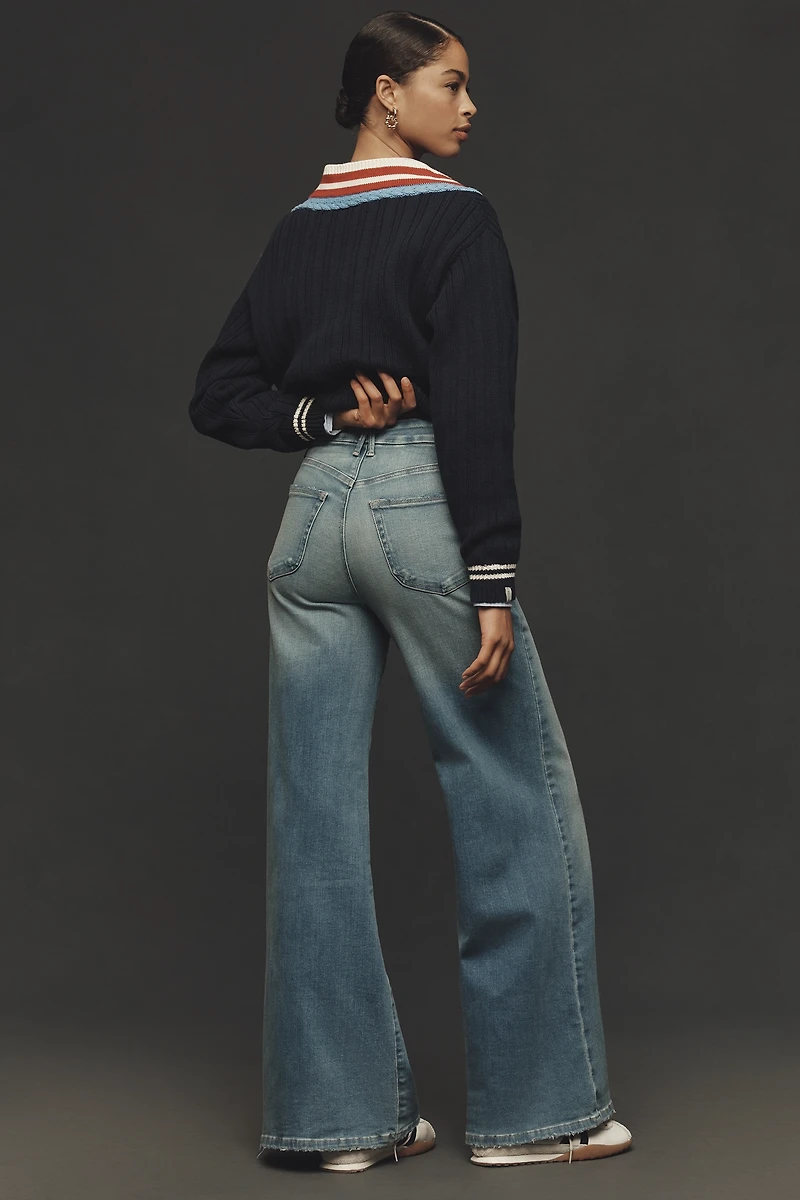 Good American Soft Tech Waist High-Rise Wide-Leg Jeans