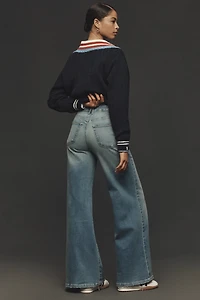 Good American Soft Tech Waist High-Rise Wide-Leg Jeans