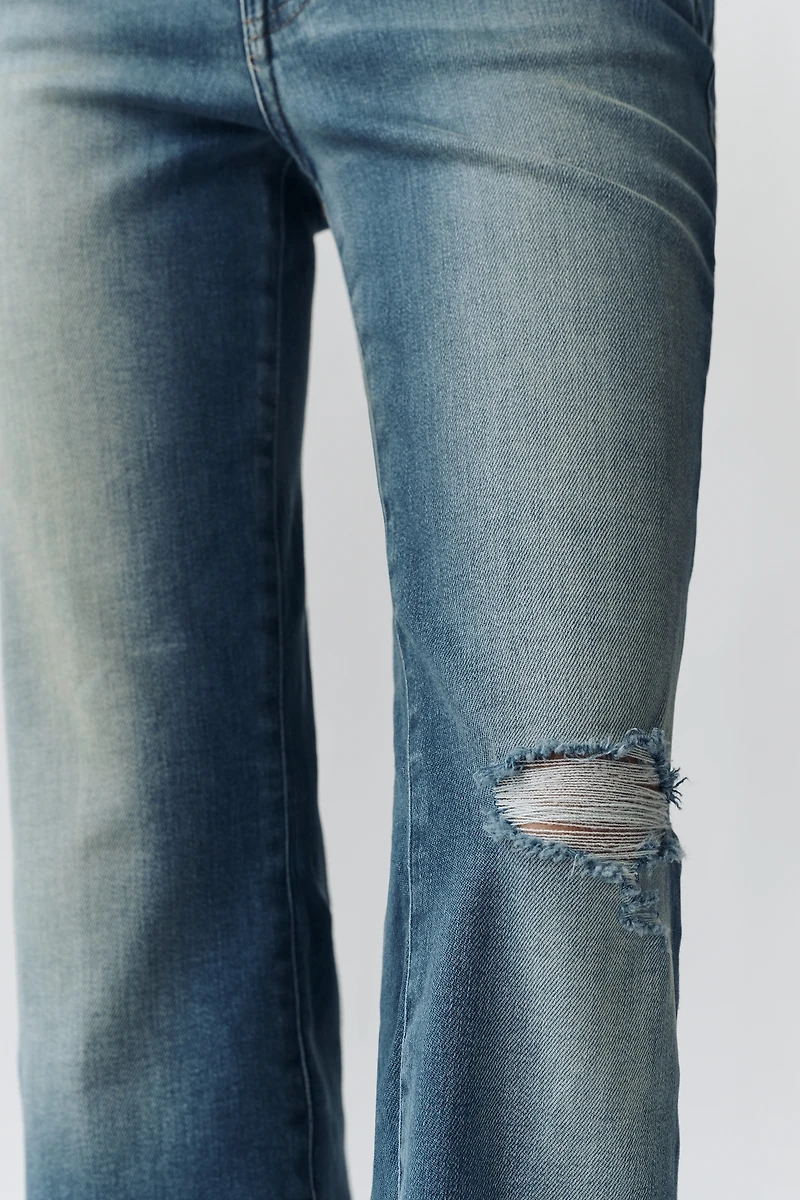 Good American Soft Tech Legs Mid Rise Crop Mini Bootcut Jeans