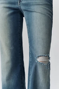 Good American Soft Tech Legs Mid Rise Crop Mini Bootcut Jeans