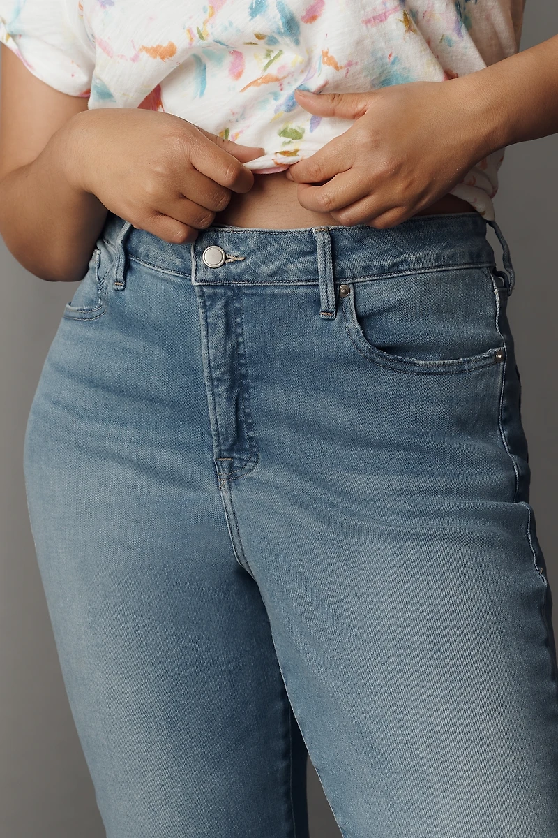 Good American Soft-Tech Legs High-Rise Straight-Leg Jeans
