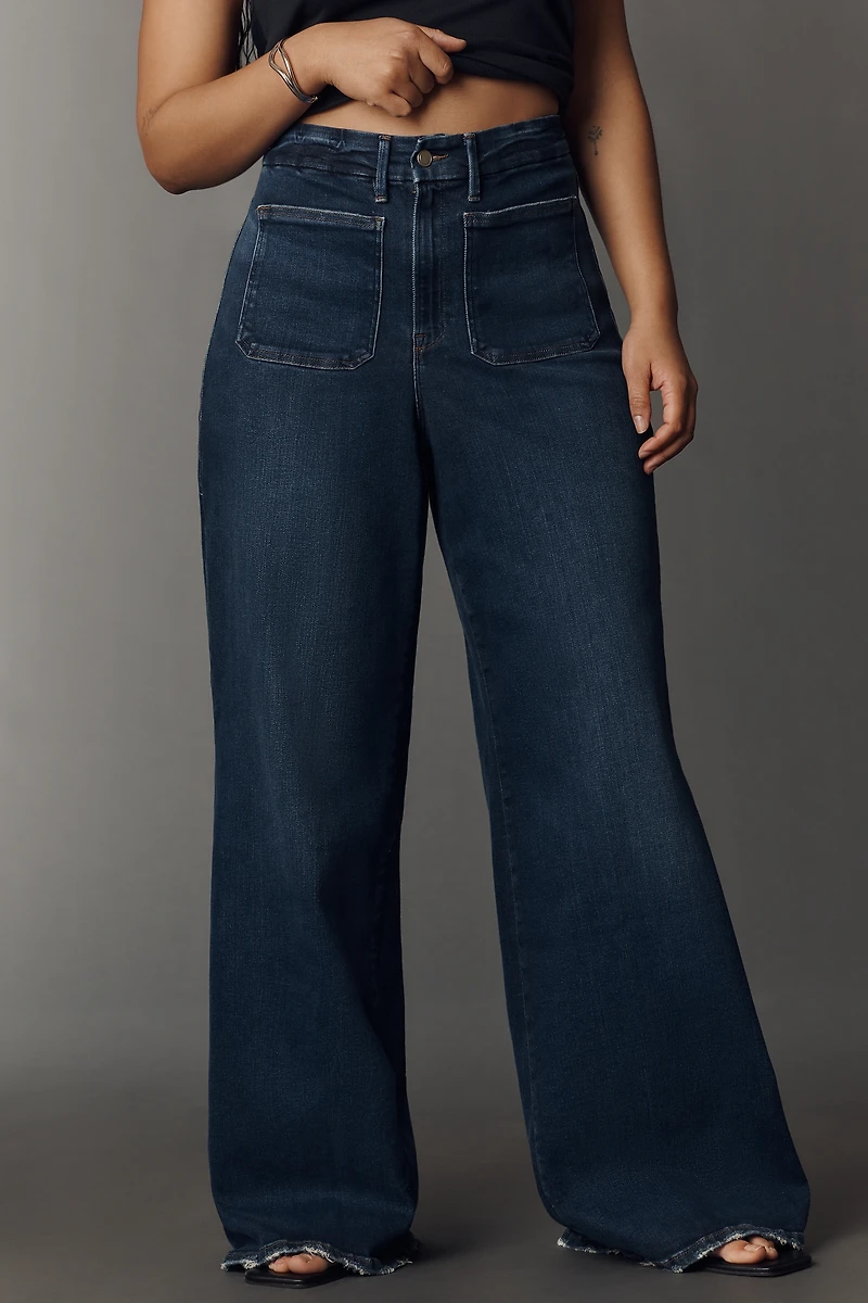 Good American Soft-Tech Waist High-Rise Palazzo Jeans