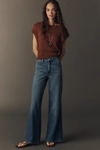 Good American Soft-Tech Waist Palazzo High-Rise Wide-Leg Jeans