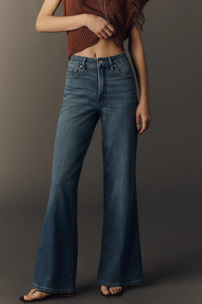 Good American Soft-Tech Waist Palazzo High-Rise Wide-Leg Jeans