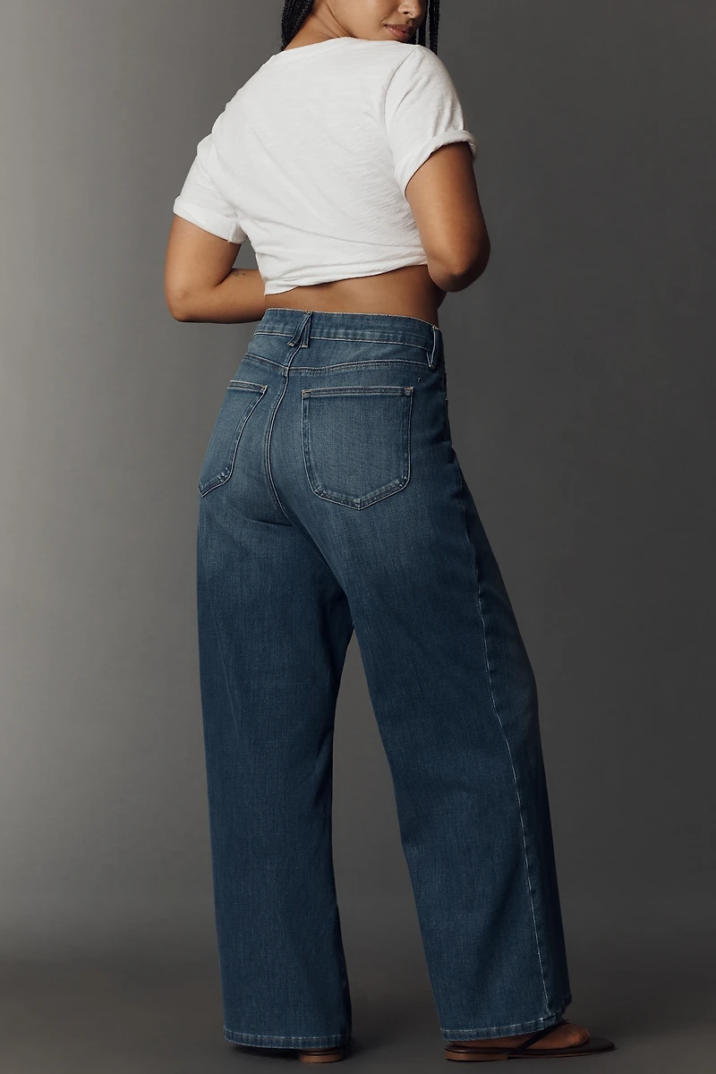 Good American Soft-Tech Waist Ankle High-Rise Wide-Leg Jeans