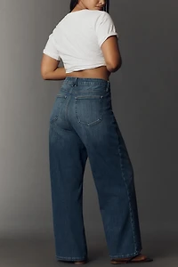 Good American Soft-Tech Waist Ankle High-Rise Wide-Leg Jeans