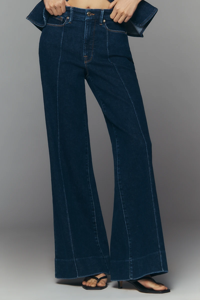 Good American Waist Palazzo High-Rise Wide-Leg Jeans