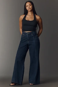 Good American Waist Palazzo High-Rise Wide-Leg Jeans