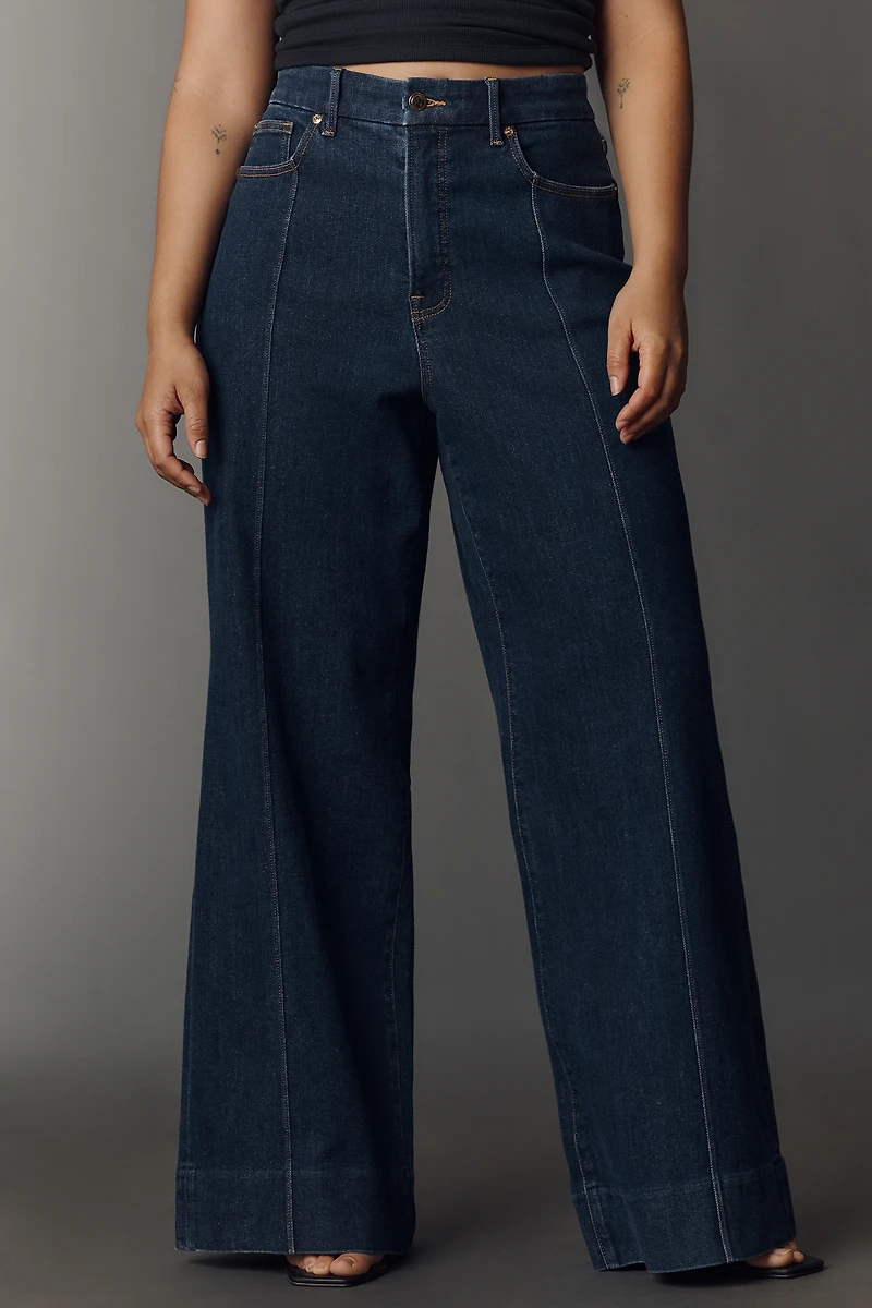 Good American Waist Palazzo High-Rise Wide-Leg Jeans