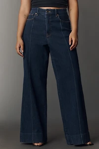 Good American Waist Palazzo High-Rise Wide-Leg Jeans