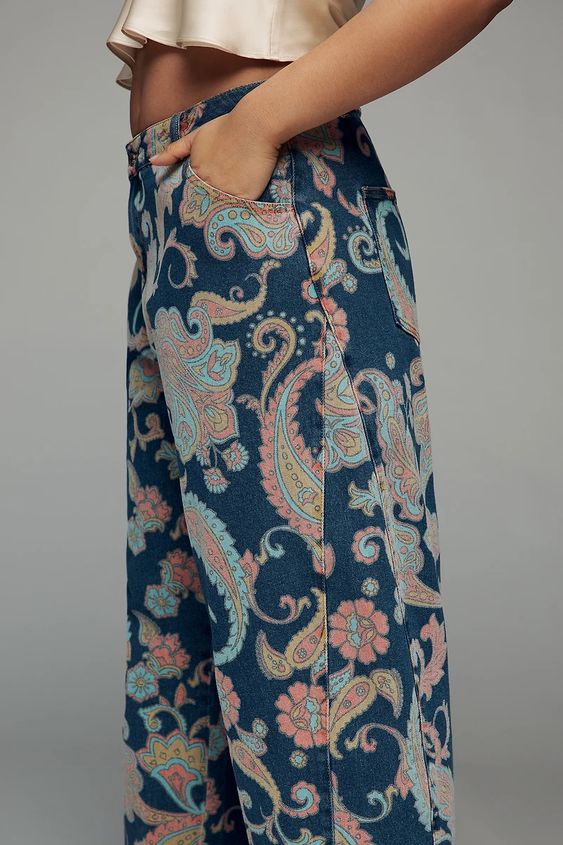 Never Fully Dressed Paisley Plus Denim Barrel Pants