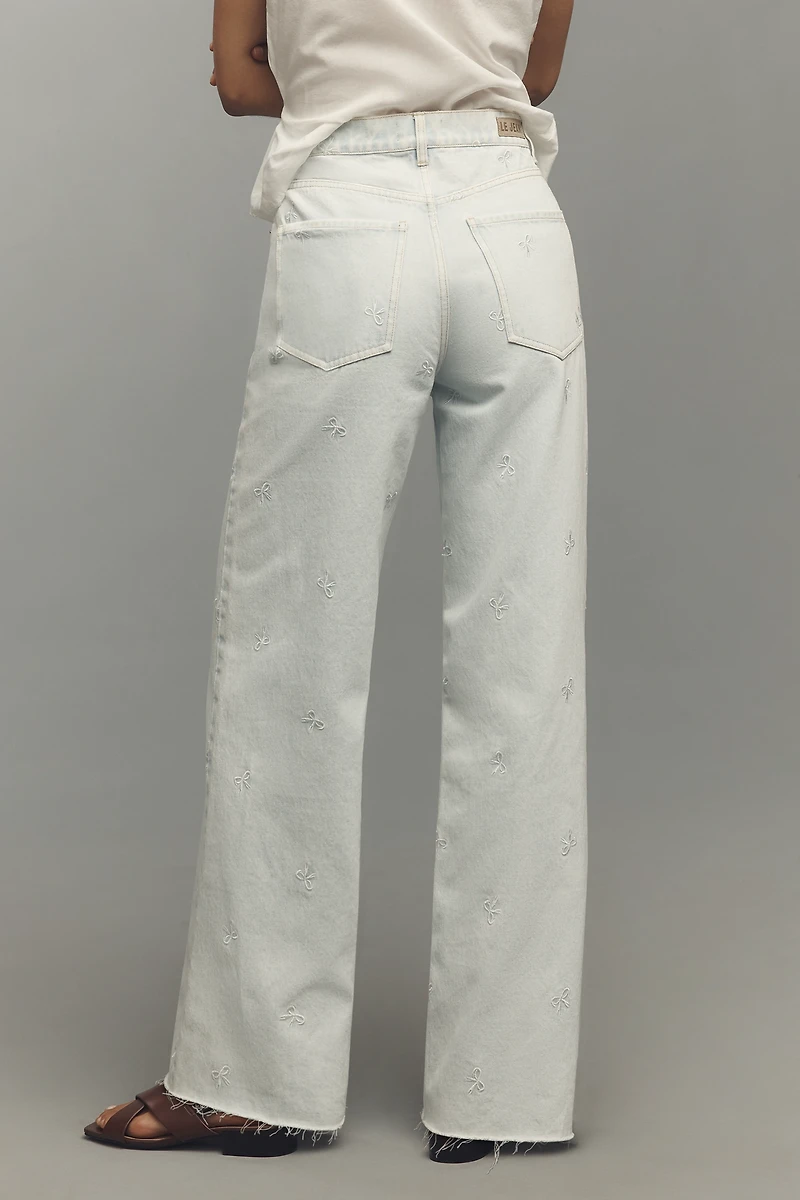 LE JEAN High-Rise Wide-Leg Bow Embroidery Jeans
