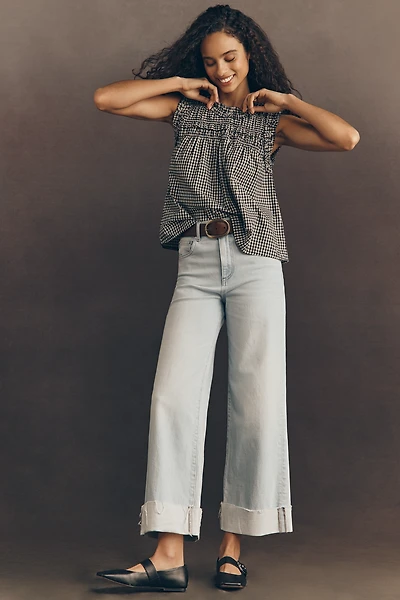 LE JEAN Column High-Rise Wide-Leg Cuffed Jeans