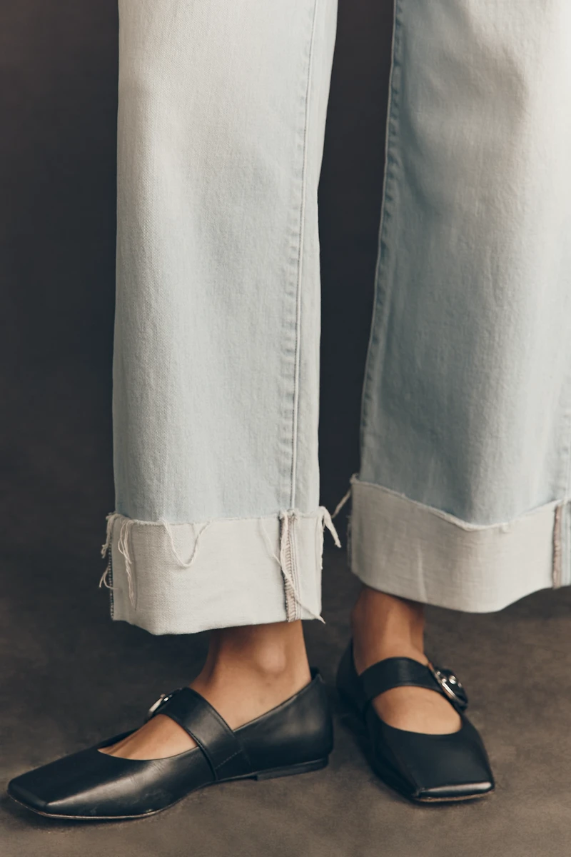 LE JEAN Column High-Rise Wide-Leg Cuffed Jeans