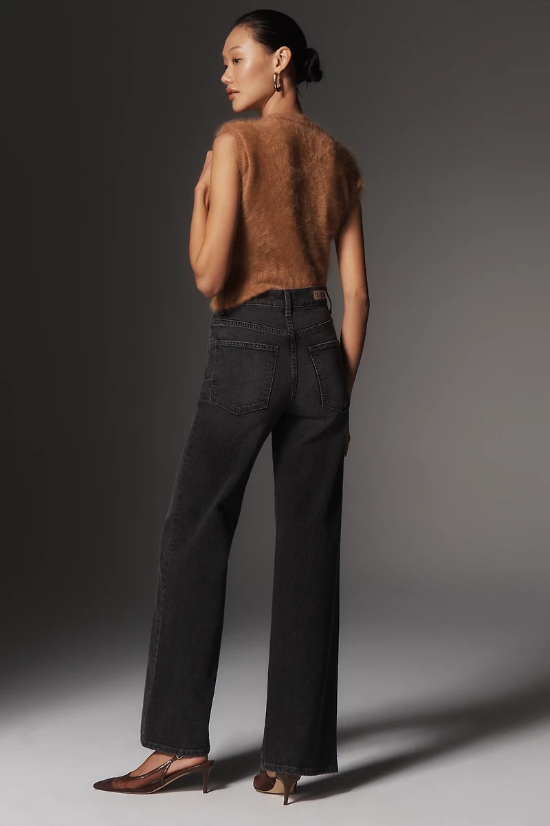 LE JEAN Cinched High-Rise Wide-Leg Jeans