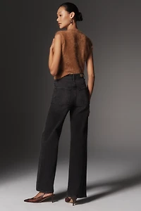 LE JEAN Cinched High-Rise Wide-Leg Jeans